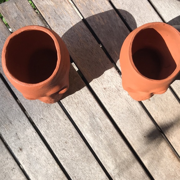 West Elm Spooky and Unique Handcrafted Terracotta Skull Vases - Set of 2 💀 - Picture 11 of 17